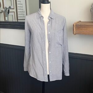 Club Monaco Navy and White Striped Shirt